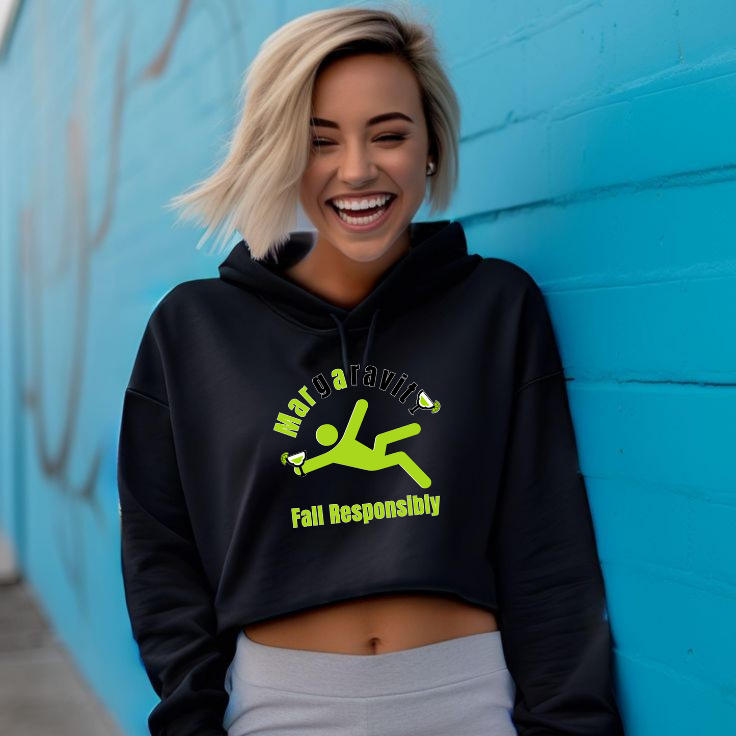Margaravity Fall Responsibly, Lightweight Cropped Hoodie