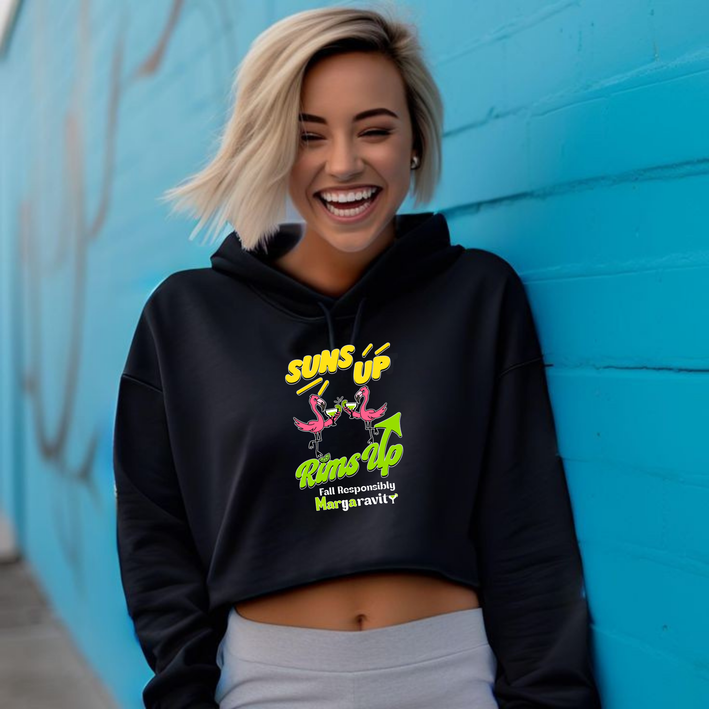 Suns Up Rims Up Lightweight Cropped Hoodie