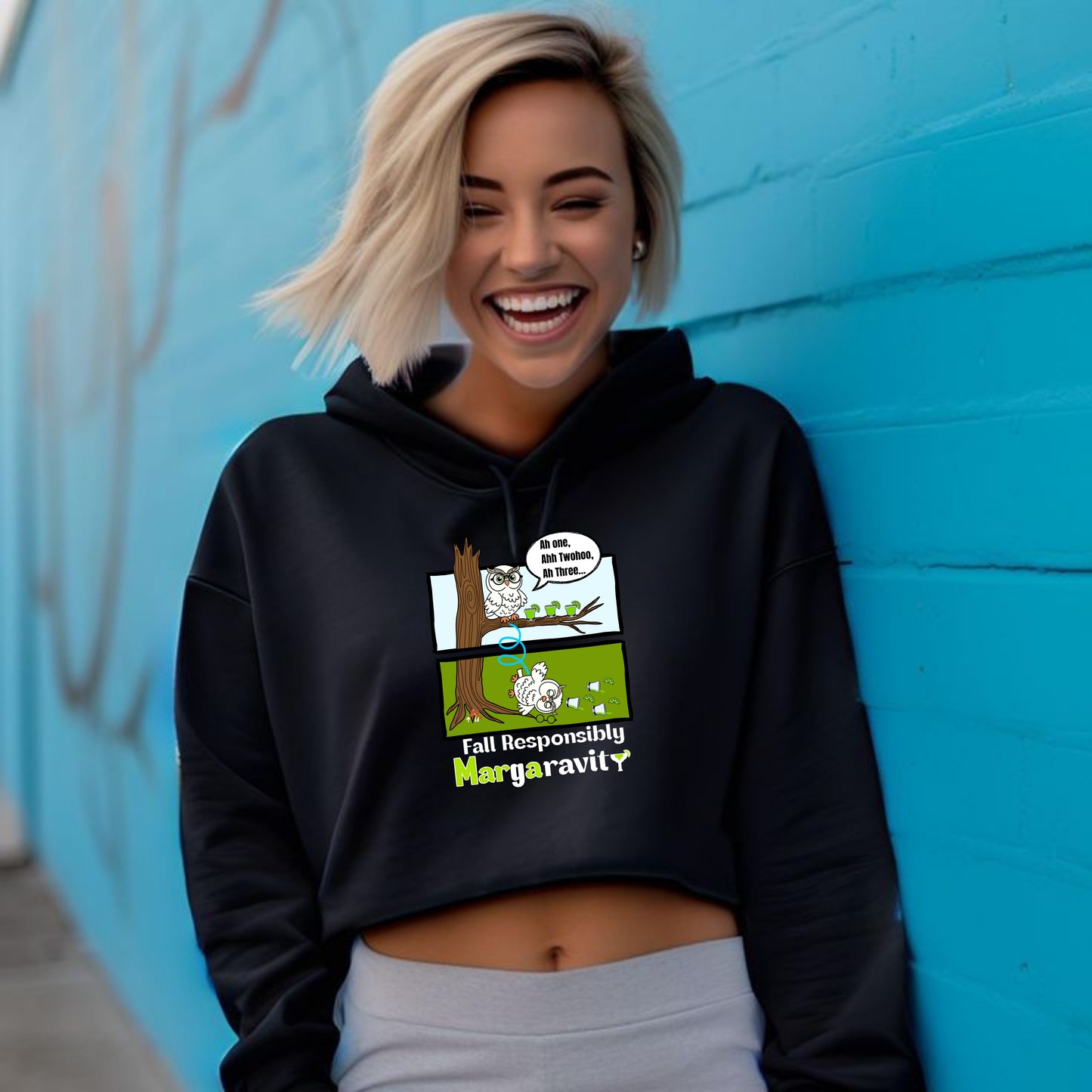 Ah One Ahh Twohoo Ahhh Three, Lightweight Cropped Hoodie