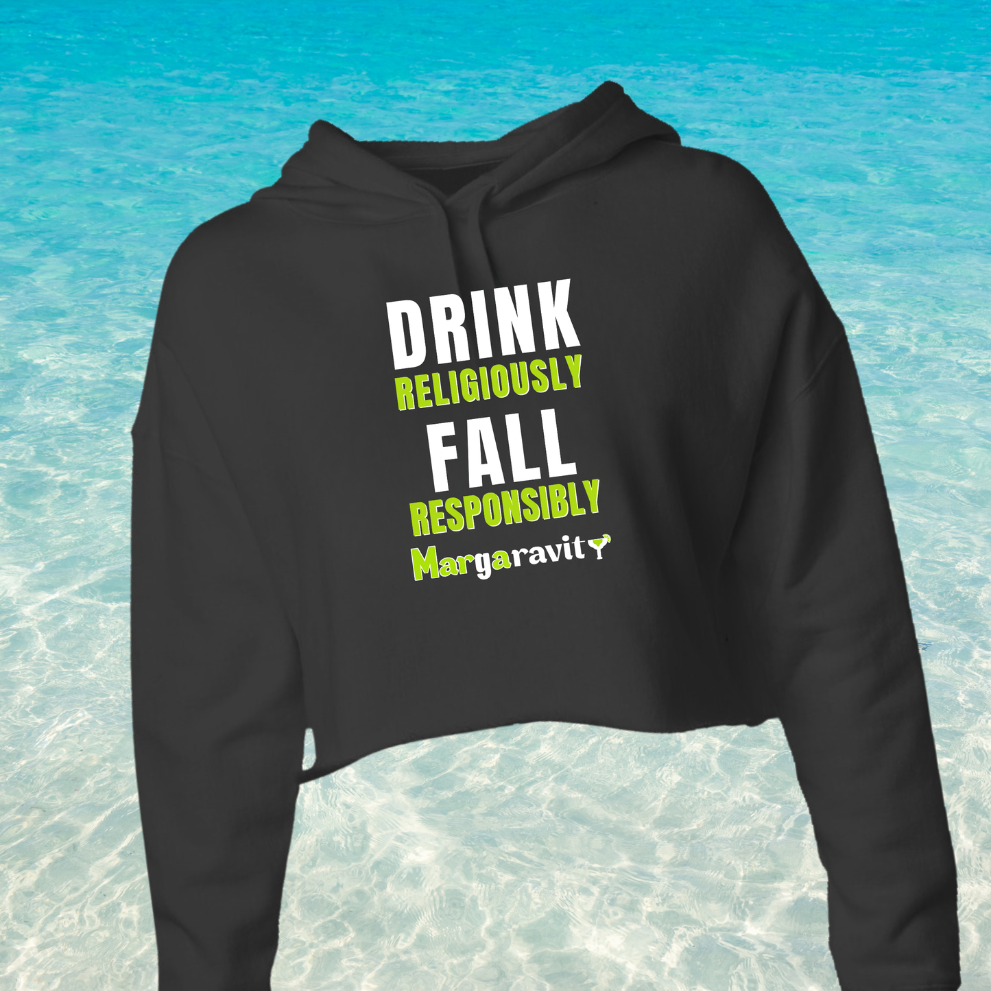 Drink Religiously Fall Responsibly, Lightweight Cropped Hoodie
