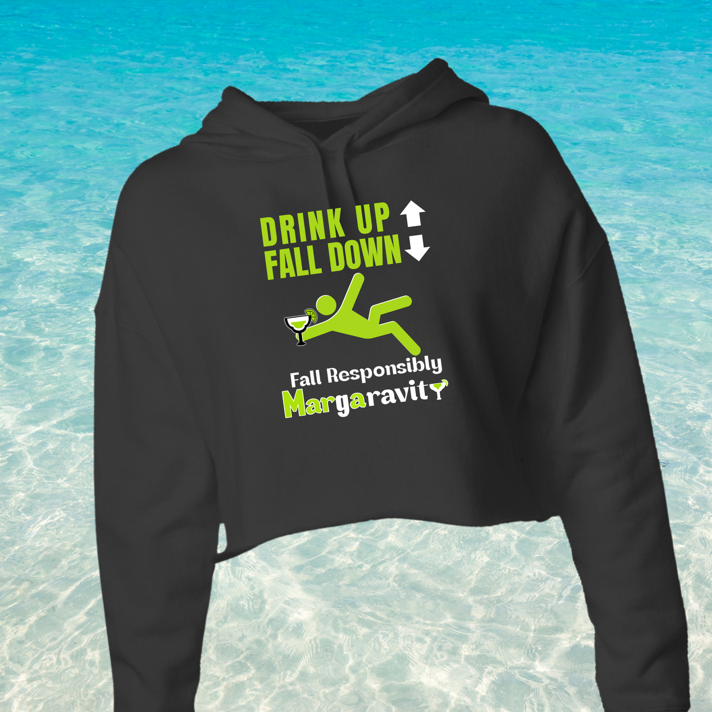 Drink Up Fall Down, Lightweight Cropped Hoodie