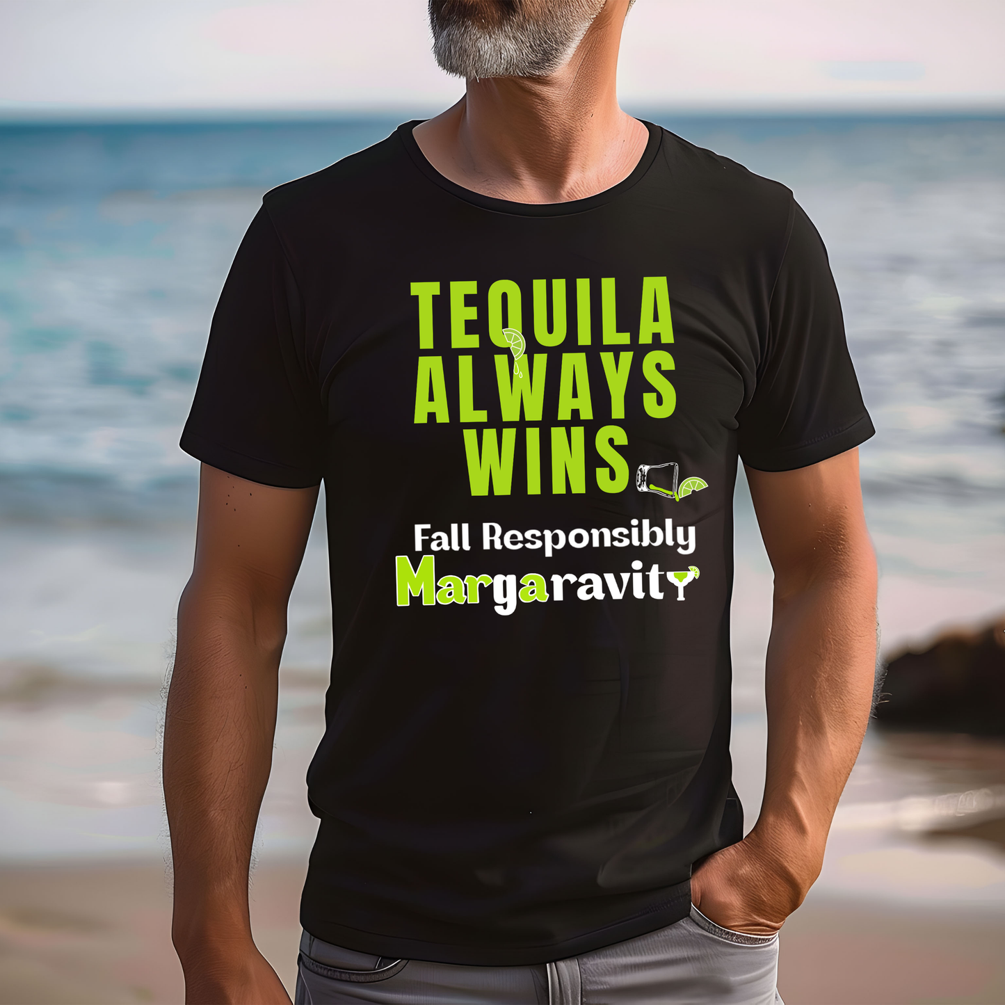 Tequila Always Wins, Unisex Jersey T-Shirt in Black