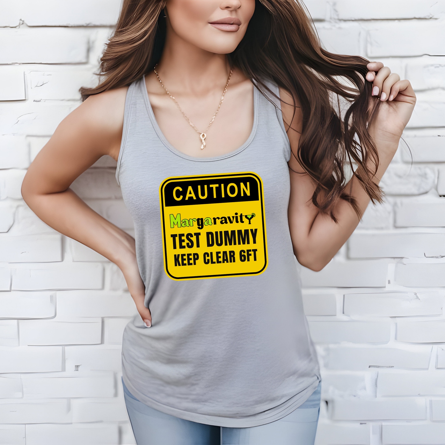 Caution Margaravity Test Dummy, unisex tank