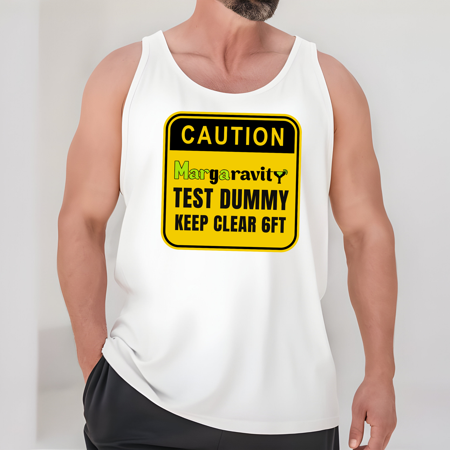 Caution Margaravity Test Dummy, unisex tank