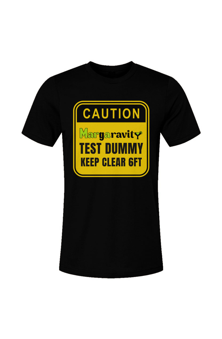 Caution Margaravity Dummy, Unisex Jersey T-Shirt in Black