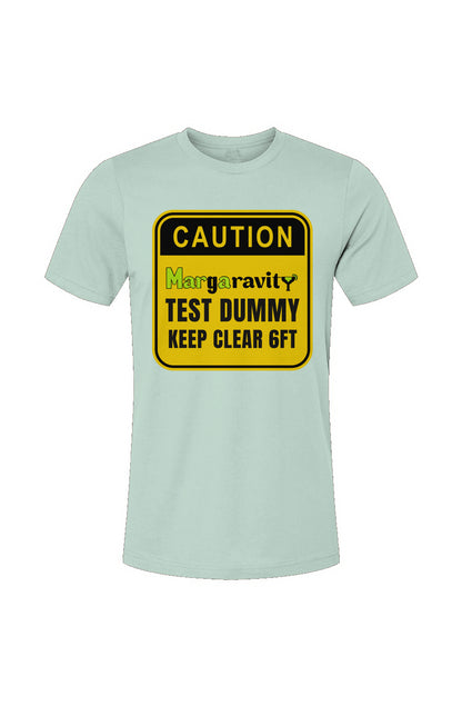 Caution Margaravity Test Dummy, Unisex Jersey T-Shirt in White