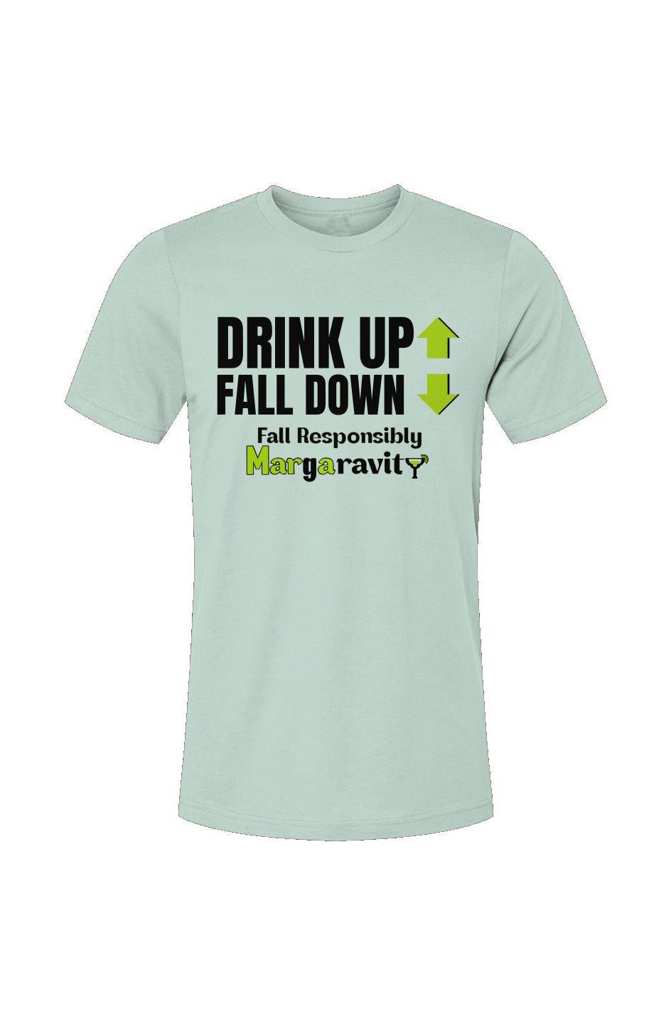 Drink Up Fall Down, Unisex Jersey T-Shirt in White