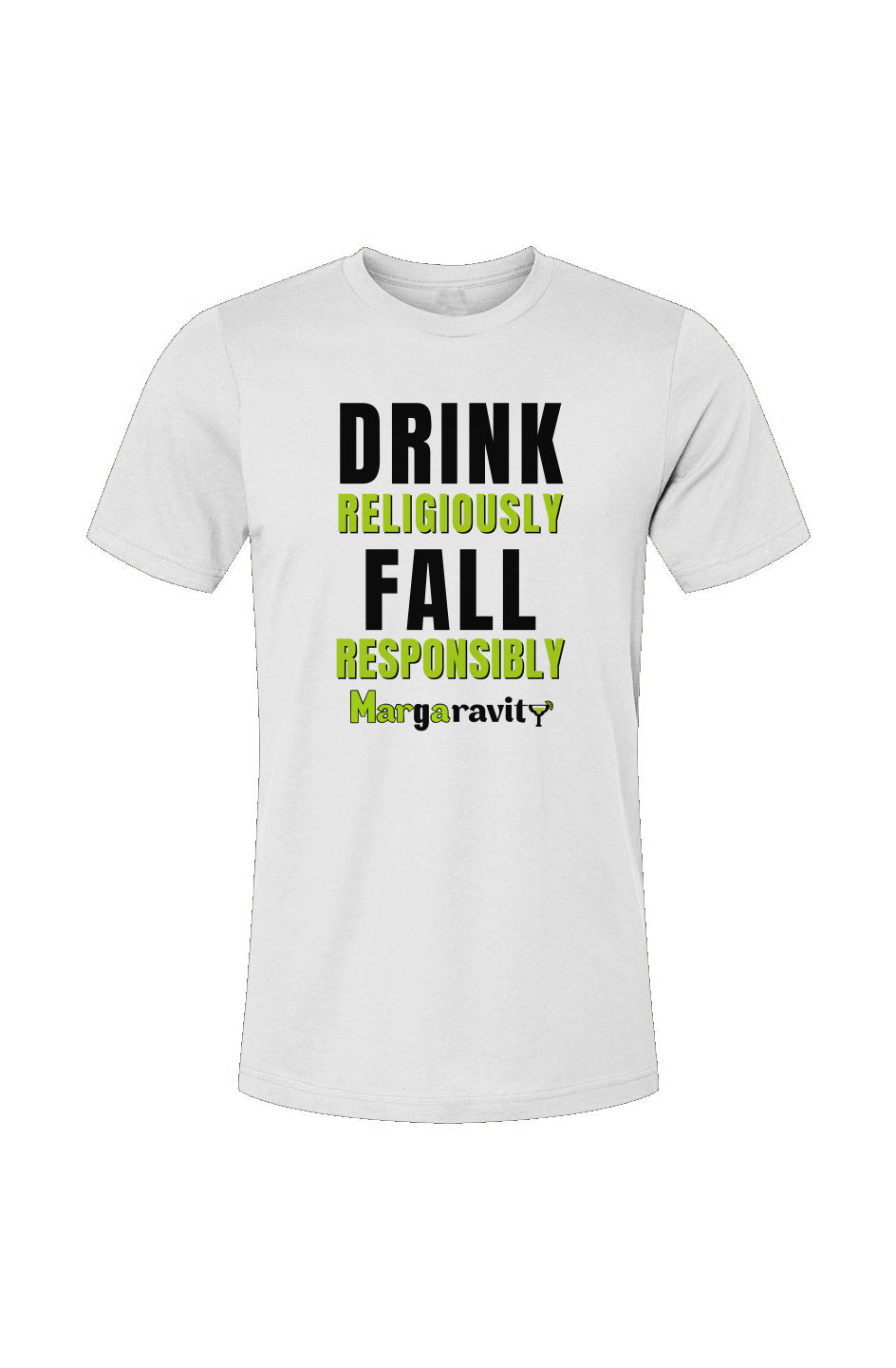 Drink Religiously Fall Responsibly, Unisex Jersey T-Shirt in White