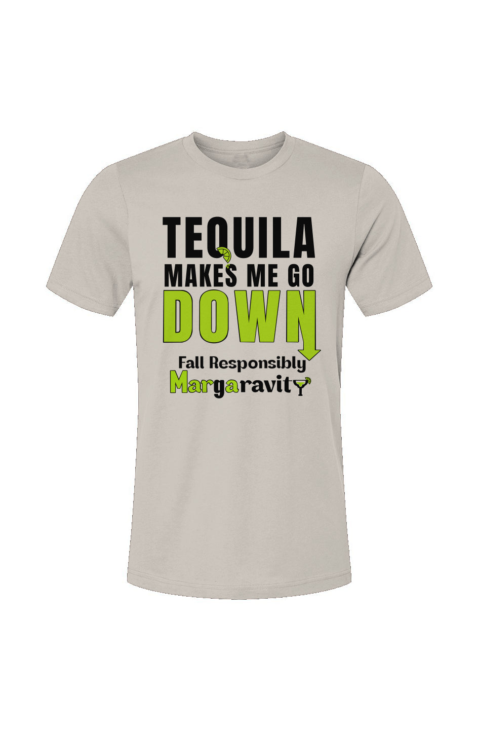 Tequila Makes me Go Down, Unisex Jersey T-Shirt in White