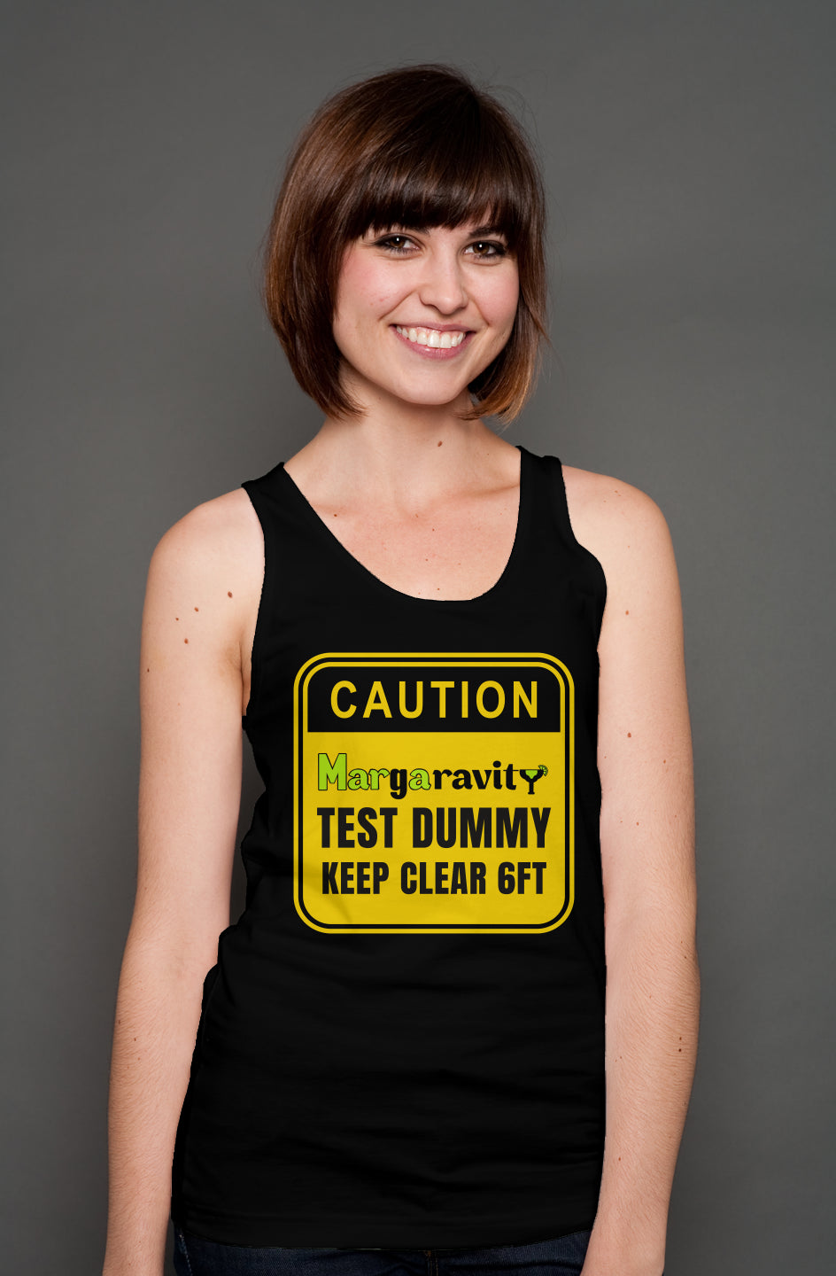 Caution Margaravity Test Dummy, unisex tank