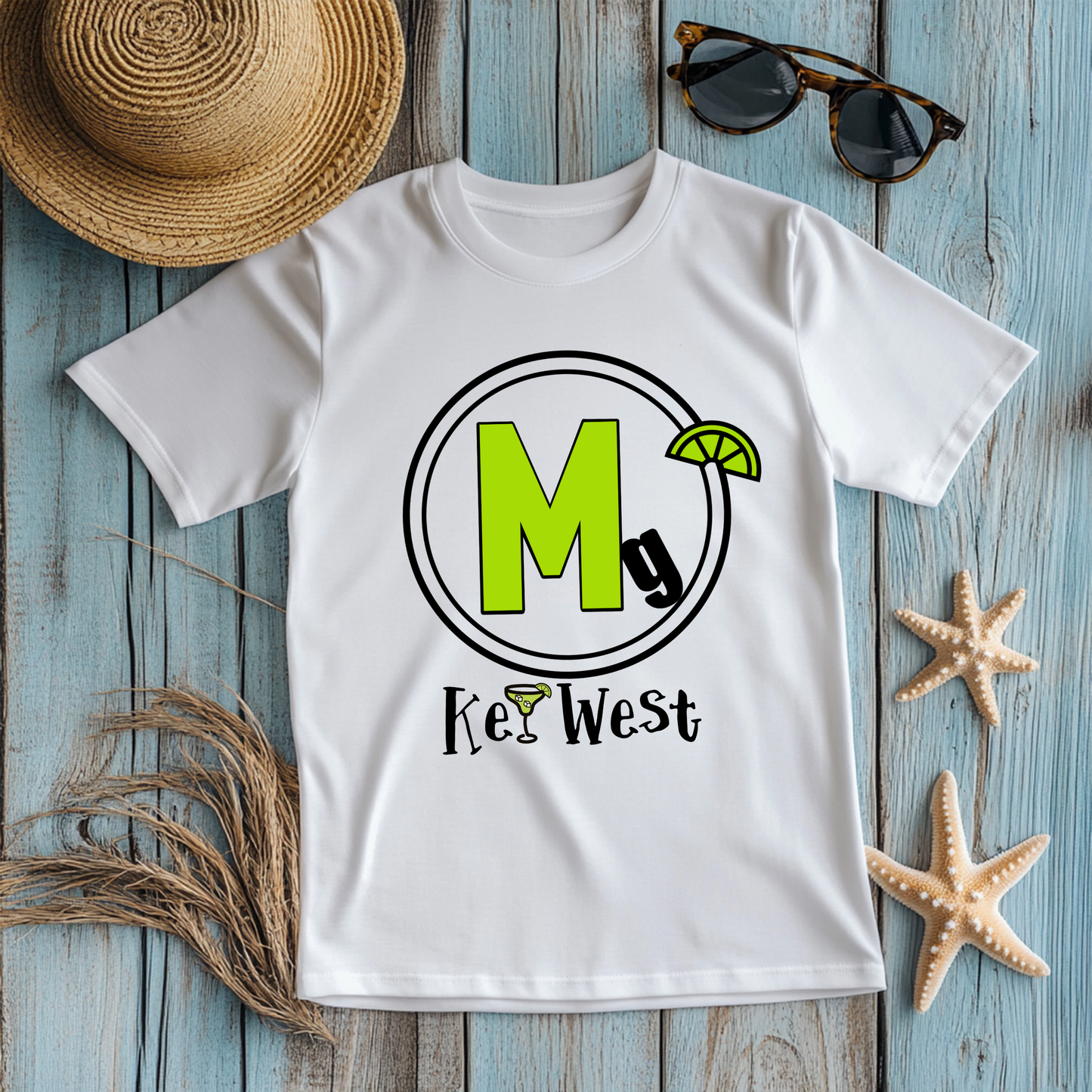 Margaravity Logo Key West, Unisex Jersey T-Shirt in White